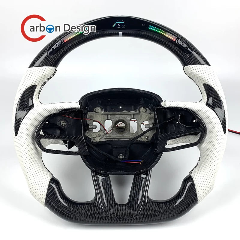 Volant en fibre de carbone avec LED et palettes de vitesse pour Dodge Charger et Challenger 2015-2020