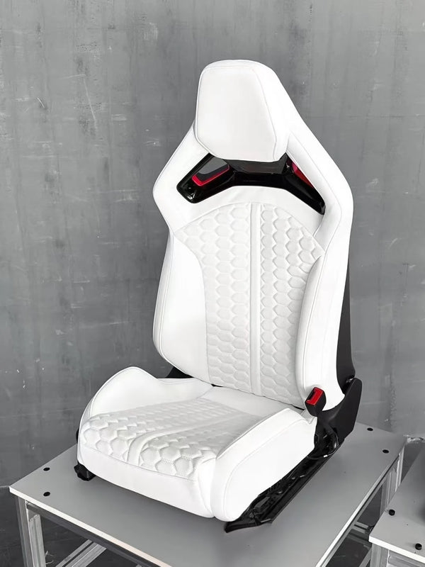 Sièges baquet sport de luxe pour voiture, avec panneau en fibre de carbone personnalisé et revêtement en cuir, version a