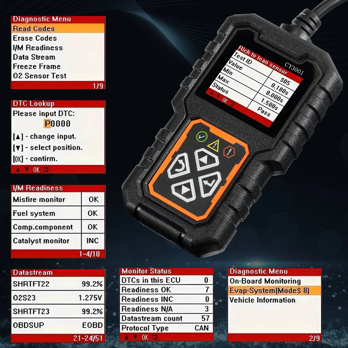 Lecteur de diagnostic automobile OBD CY3001 — vue 3