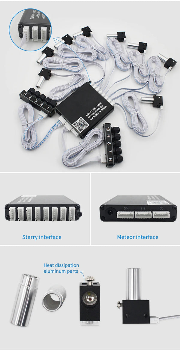 Modification de plafond de voiture 12V avec ciel étoilé à fibres optiques, contrôle Bluetooth via application, dispositif sou