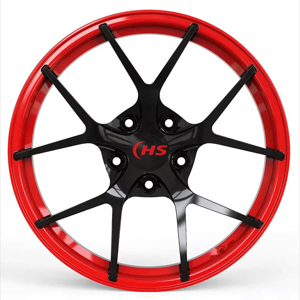 Jantes forgées T6 6601 rouges et noires, 17–20 pouces — vue 3