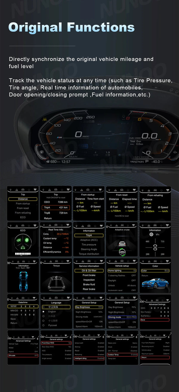 Tableau de bord numérique 2026 pour BMW Séries 1 2 3 4 5 6 7 X1 X2 X3 X4 Compteur de vitesse Panneau d'instruments F10 E90 E6