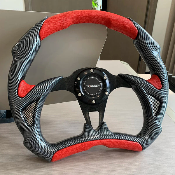 Volant de course TIYPEOR de type D compatible avec Toyota, Honda, Volkswagen - Volant de jeu pour une conduite améliorée - OU