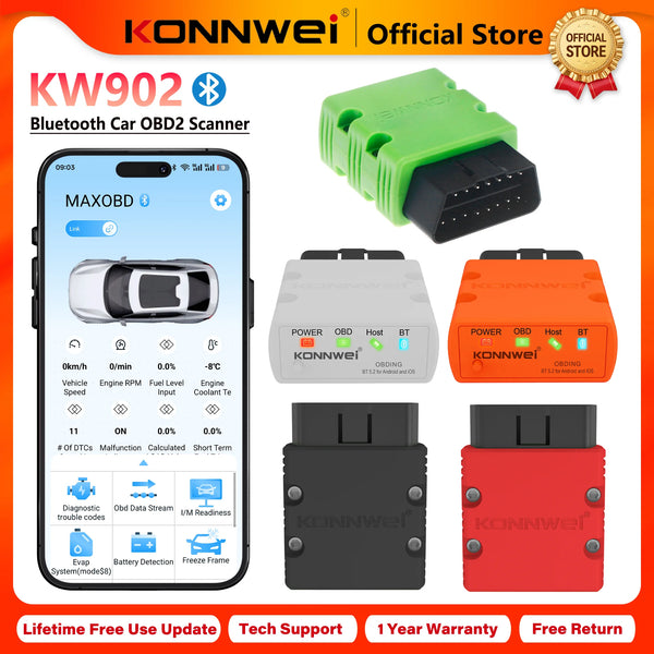 Scanner OBD2 mini KONNWEI KW902 ELM327 Bluetooth — vue 1