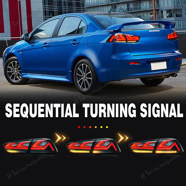 Paire de feux arrière LED pour Mitsubishi Lancer EVO X 2008-2018, clignotants dynamiques