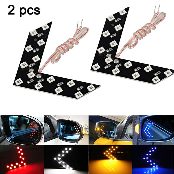 Lot de 2 clignotants LED à flèche pour rétroviseur, 12V 14 SMD – Universel