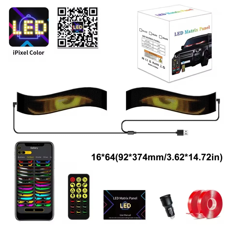 Panneau LED Animé Devil Eyes USB pour Pare-Brise – Éclairage LED | OURANE.COM
