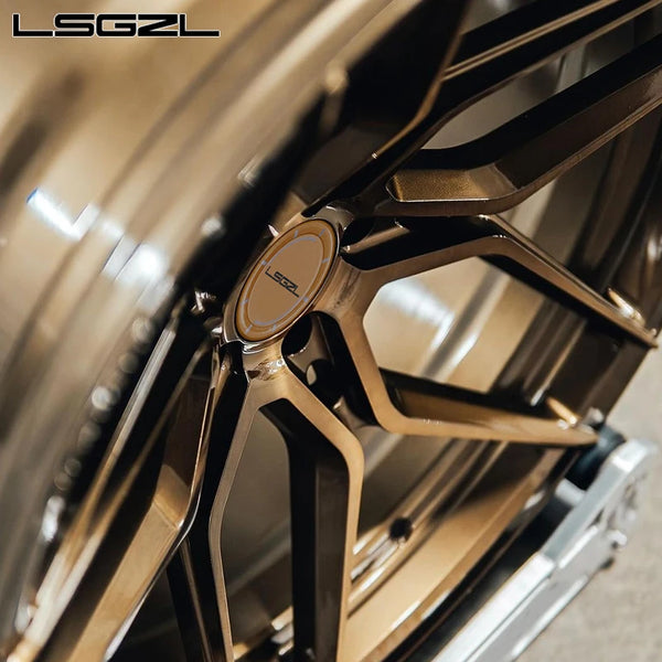 LSGZL Jantes de voiture forgées monobloc en alliage bronze brossé personnalisé pour BMW Ferrari Audi 5x120 5x130 5x114.3 Conc