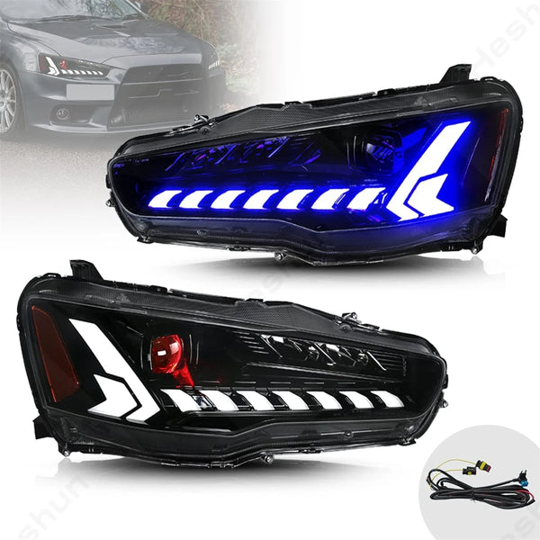 Paire de phares LED projecteur pour Mitsubishi Lancer EVO X 10e génération 2008-2020, animation dynamique