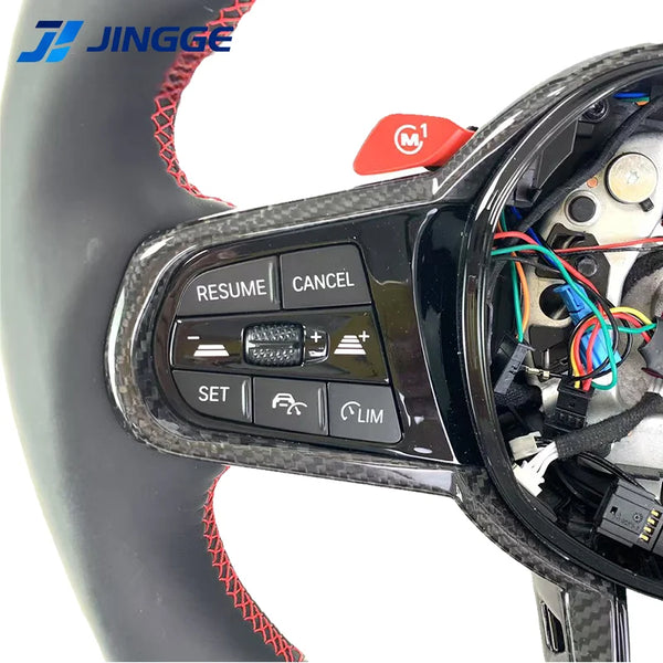 Volant en cuir personnalisé pour M4 M3 G20 G28 G30 G38 G80 G82 320i 330i 330e 340i 540i, LED de sport en carbone forgé