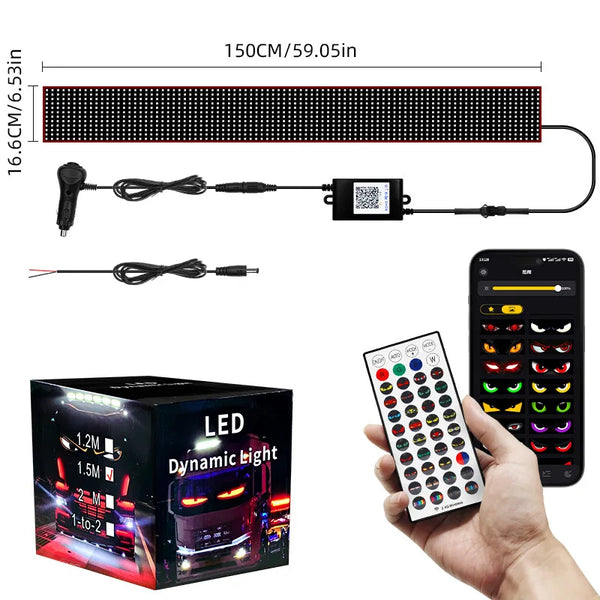 Panneau lumineux LED à pixels pour voiture et camion, effet œil de démon, télécommande, éclairage souple pliable, panneau dér