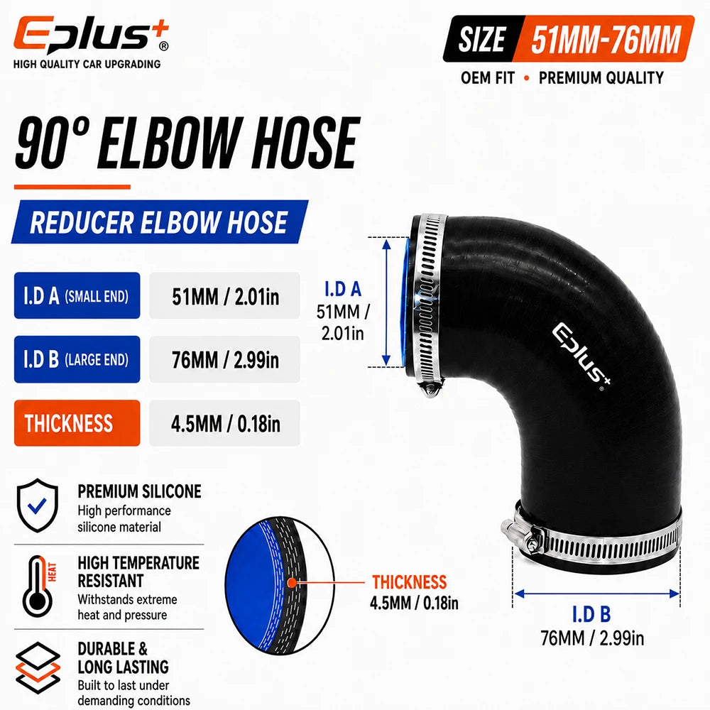 Durite Silicone Noire 90° Réductrice pour Turbo et Intercooler – Admission & performance | OURANE.COM