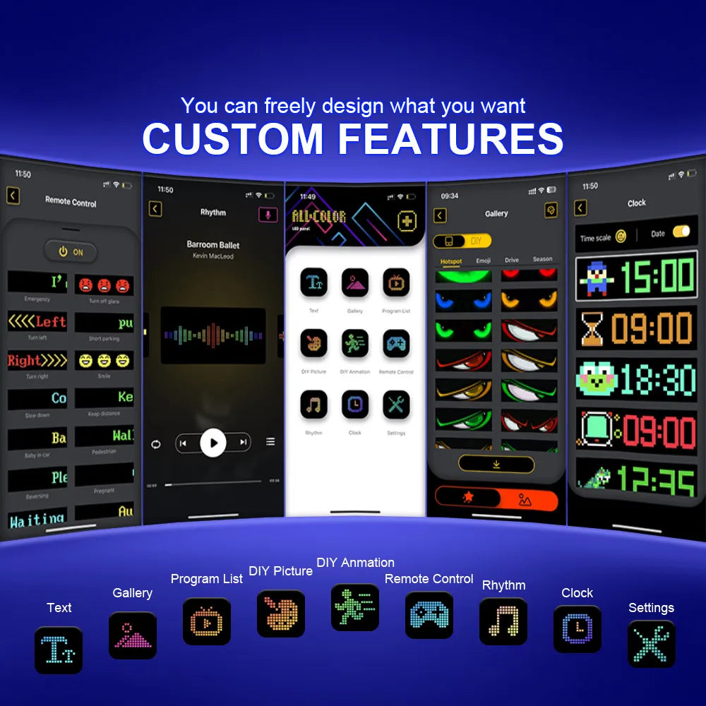 1/2PCS Devil Eyes Éclairage USB-Powered LED Matrix Panel DIY Programmable Flexible LED Screen avec Contrôle par Application f