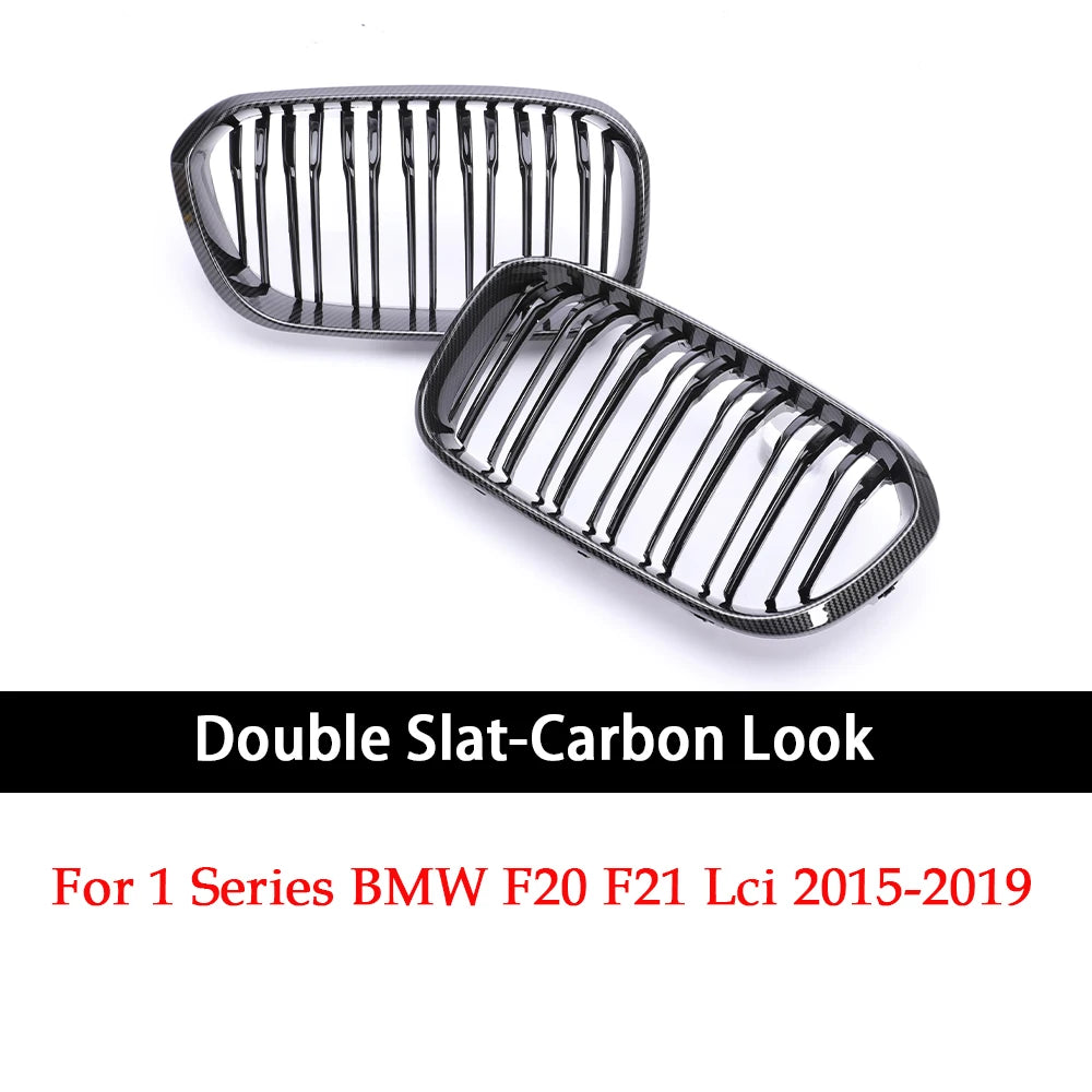 Calandre de calandre double / simple pour BMW Série 1 F20 F21 LCI 2015-2019 Noir brillant Mat Carbone Couleur M Diamant