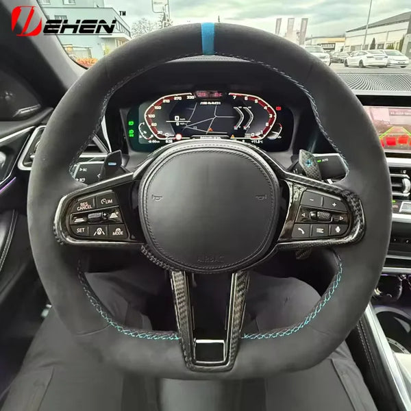 Volant en fibre de carbone CS en cuir noir pour BMW M2 M3 M4 M5 M8 X3M X4M X5M X6M F90 G80 G82 G87 Accessoire de modification