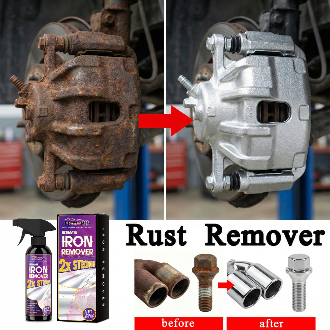 Spray puissant pour l'élimination de la rouille automobile, grande capacité de 120 ml, agent de nettoyage de la poussière mét