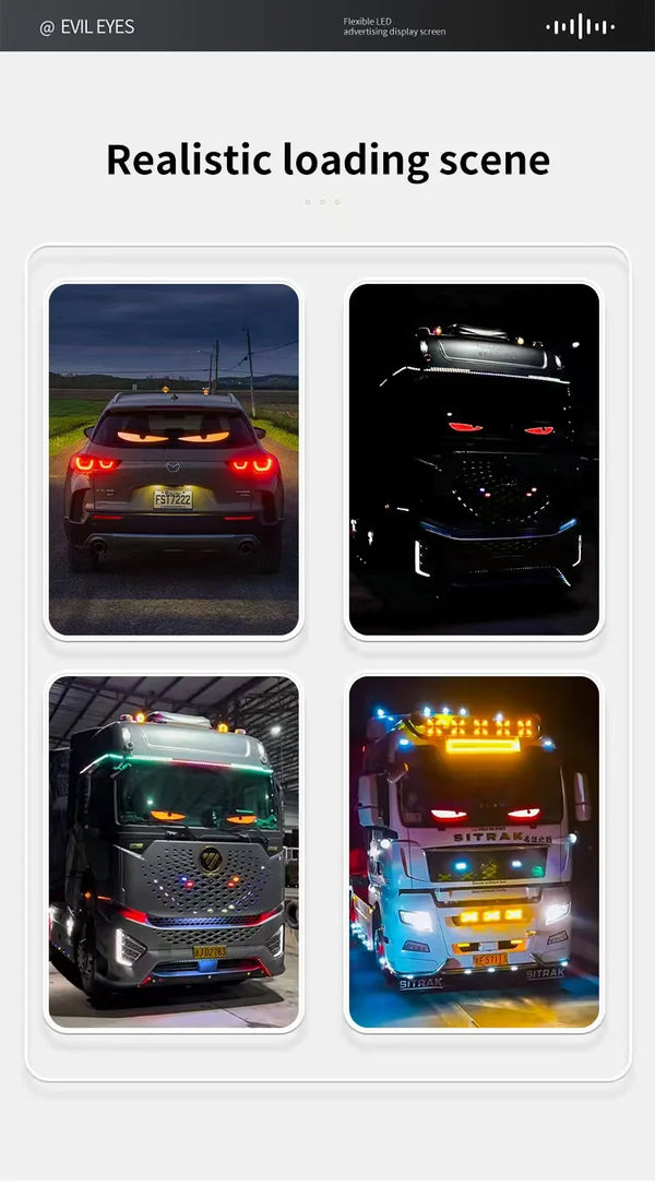 Panneau lumineux LED à pixels pour voiture et camion, effet œil de démon, télécommande, éclairage souple pliable, panneau dér