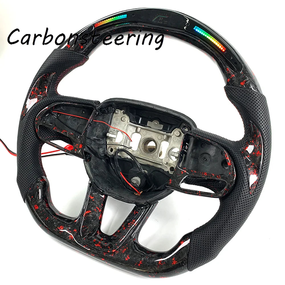Volant en fibre de carbone forgée pour Dodge Charger et Challenger 2015+ SRT Hellcat Scat Pack, style course