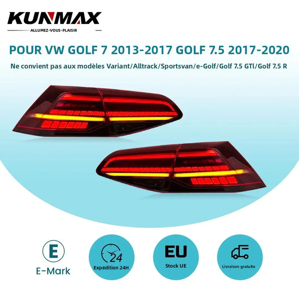 Paire de Feux Arrière LED Séquentiels – VW Golf 7 & 7.5 (2013-2020)