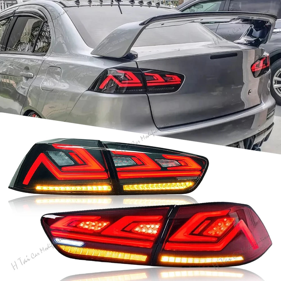 Paire de feux arrière LED pour Mitsubishi Lancer EVO X 2008-2018, clignotants dynamiques