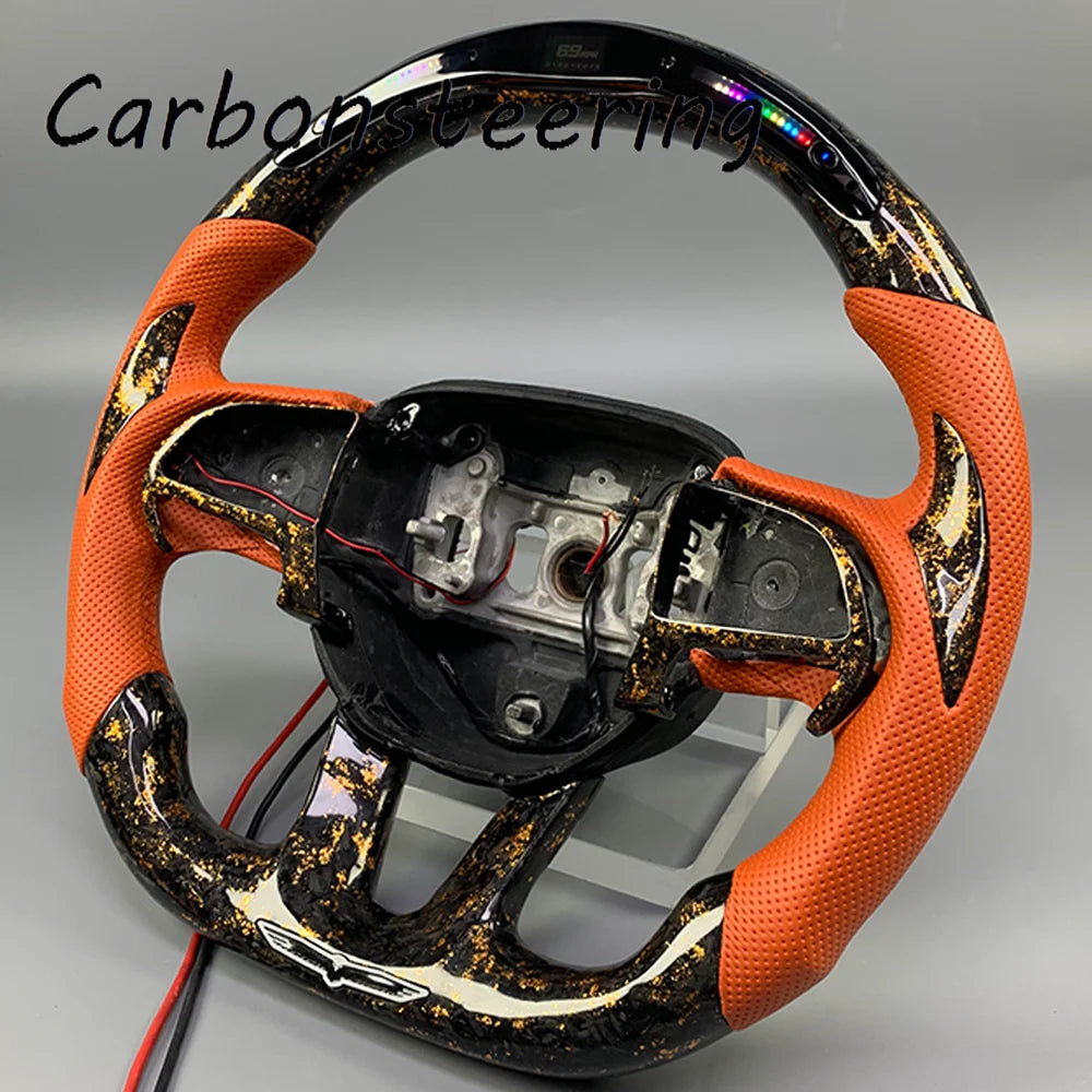 Volant en fibre de carbone forgée sur mesure pour Dodge Charger, Challenger et Hellcat SRT, avec palettes en option