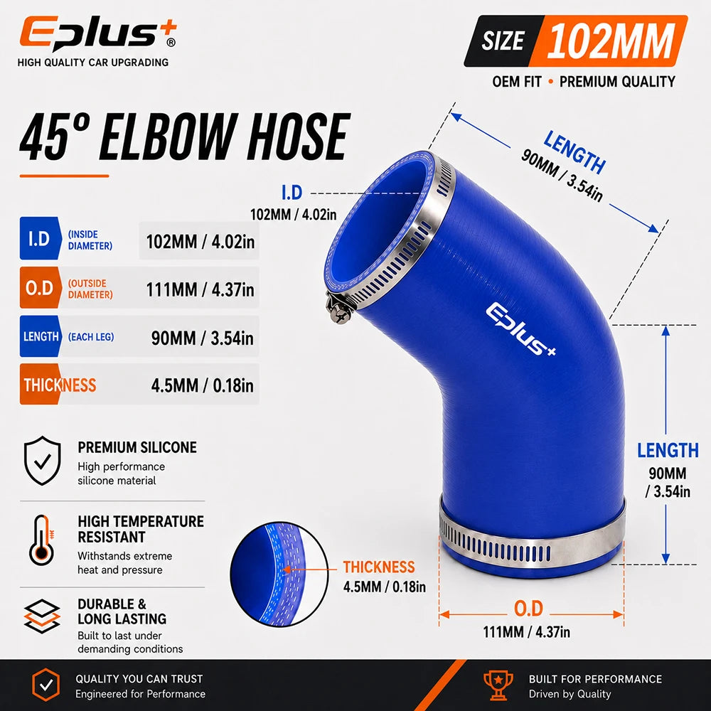 Durite Silicone Coudée 45° Bleue pour Turbo et Intercooler – Admission & performance | OURANE.COM