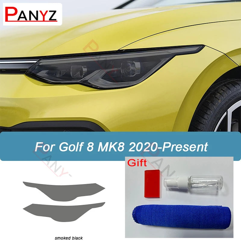 Film de protection TPU noir fumé pour lumière de sauna de voiture, teinte pour Volkswagen VW Golf 8 MK8 2020 2021, 2 pièces