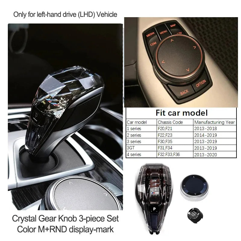 3 Piece Lot Crystal Levier de Vitesses Knob Lever Stick Handle Pour BMW 3 5 6 7 Series X3 X5 X6 F30 G15 F01 G20 G05 G21 G28 G