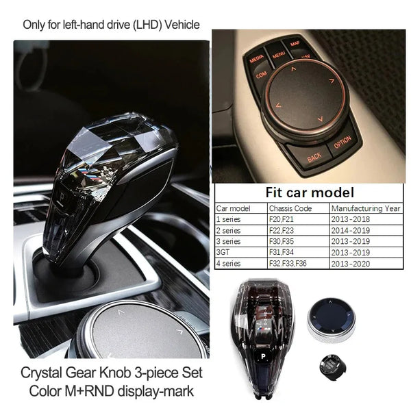 Jante Pommeau de Levier Cristal BMW – kit 3 Pièces – Série 3, 5, 6, 7 & X — OURANE
