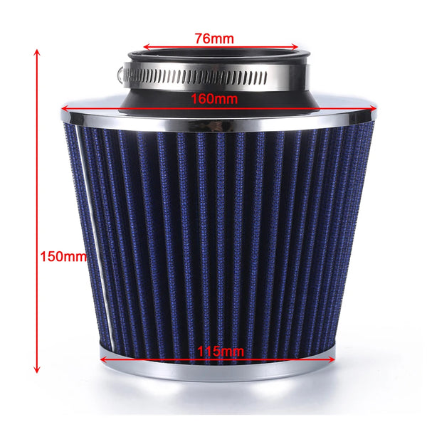 Filtre à Air à tête de champignon pour voiture, 76mm, réaménagé, tuyau d'admission, filtre à Air froid à haut débit, kit de t