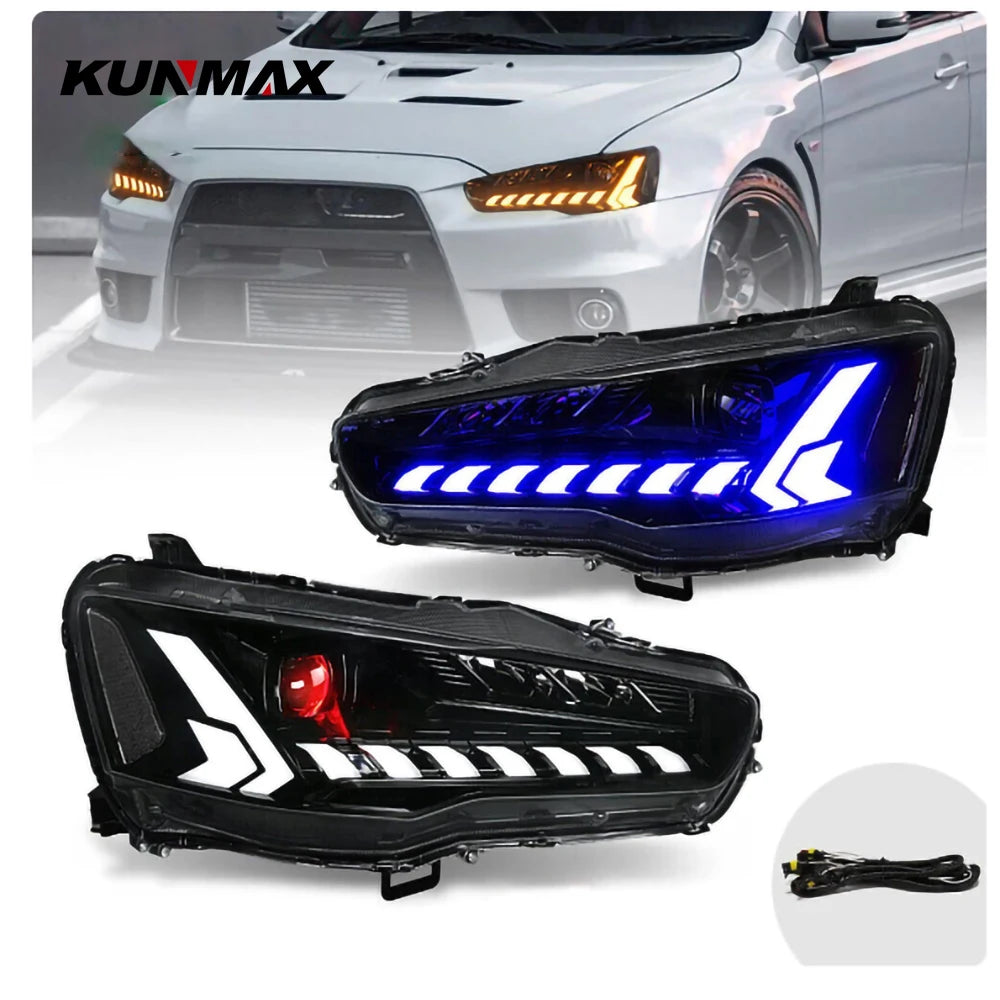 Paire d'assemblage de phares LED pour Mitsubishi Grand Lancer EVO-X 2008-2018, pièces de réglage