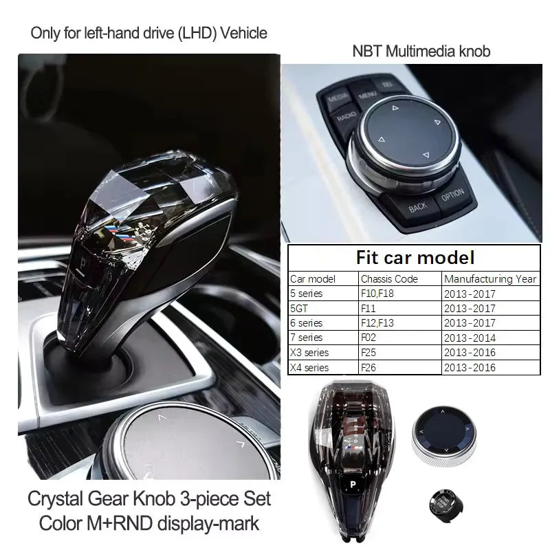 3 Piece Lot Crystal Levier de Vitesses Knob Lever Stick Handle Pour BMW 3 5 6 7 Series X3 X5 X6 F30 G15 F01 G20 G05 G21 G28 G