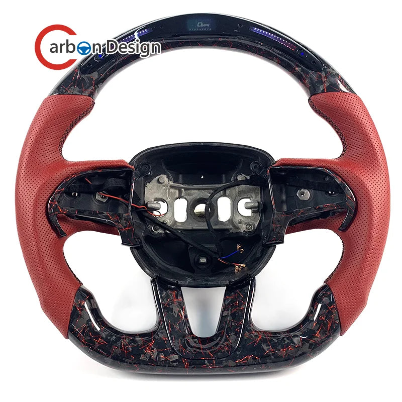 Volant en fibre de carbone avec LED et palettes de vitesse pour Dodge Charger et Challenger 2015-2020