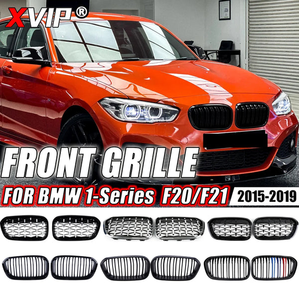 XVIP calandre de course de calandre de pare-chocs avant pour BMW série 1 F20 F21 2015-2019 Grilles noires brillantes à Double