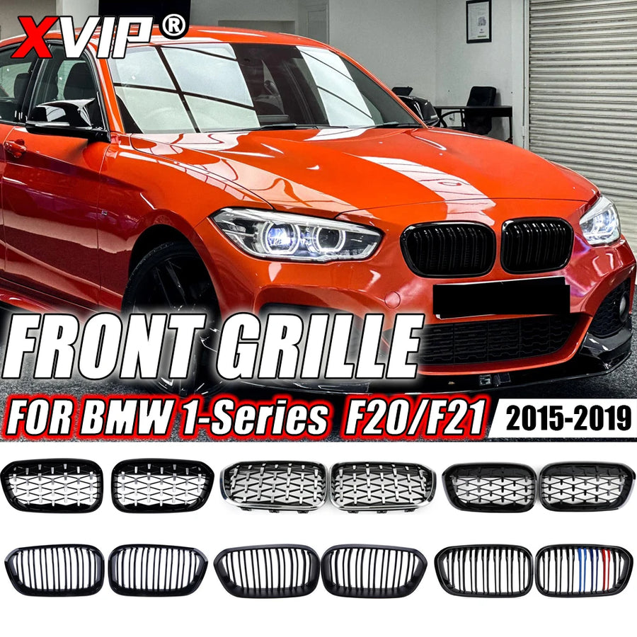 XVIP calandre de course de calandre de pare-chocs avant pour BMW série 1 F20 F21 2015-2019 Grilles noires brillantes à Double