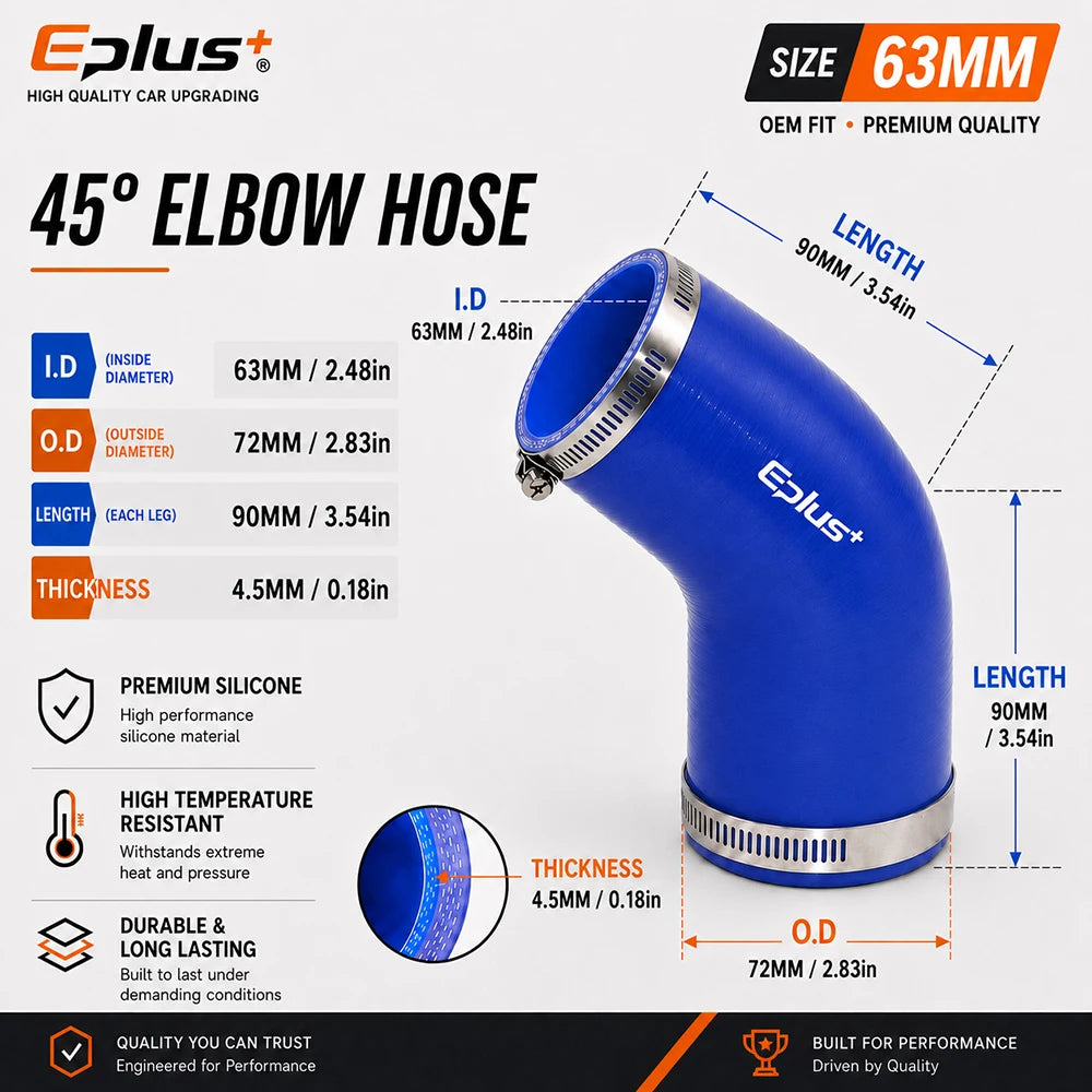 Durite Silicone Coudée 45° Bleue pour Turbo et Intercooler – Admission & performance | OURANE.COM