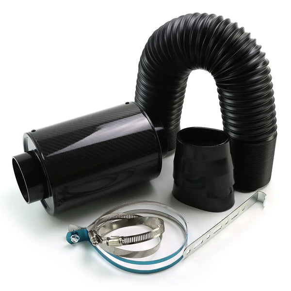 Kit de filtre d'admission d'air en fibre de carbone pour voiture 76 mm avec soufflet d'admission d'air froid et tuyau d'admis
