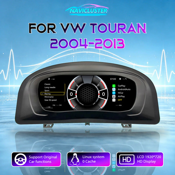 Compteur numérique Volkswagen Touran, écran 1920 × 720 — vue 1