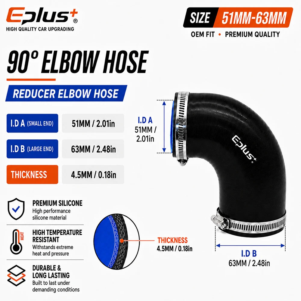 Durite Silicone Noire 90° Réductrice pour Turbo et Intercooler – Admission & performance | OURANE.COM