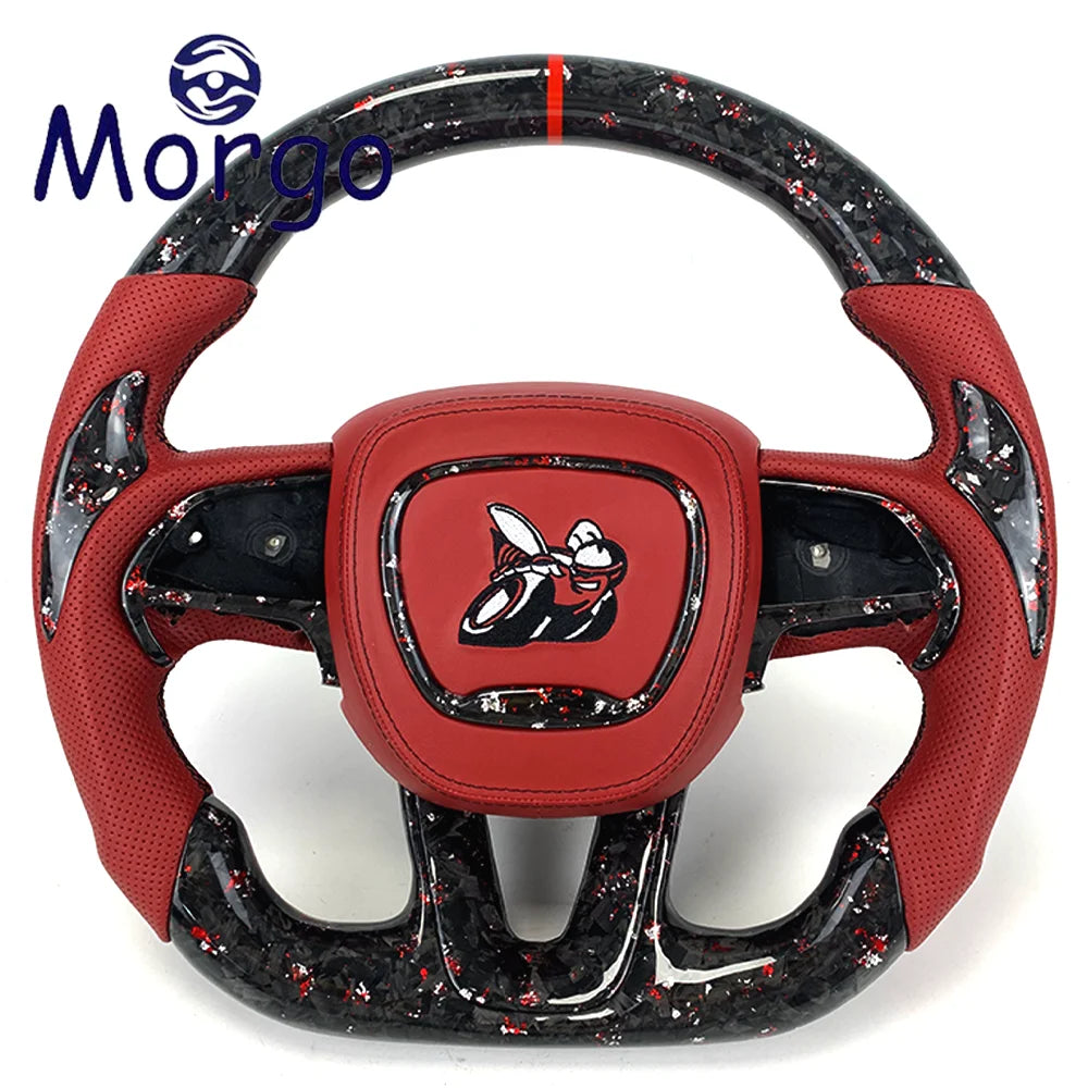 Volant en fibre de carbone avec affichage LED RPM pour Dodge Charger, Challenger et Hellcat, personnalisable