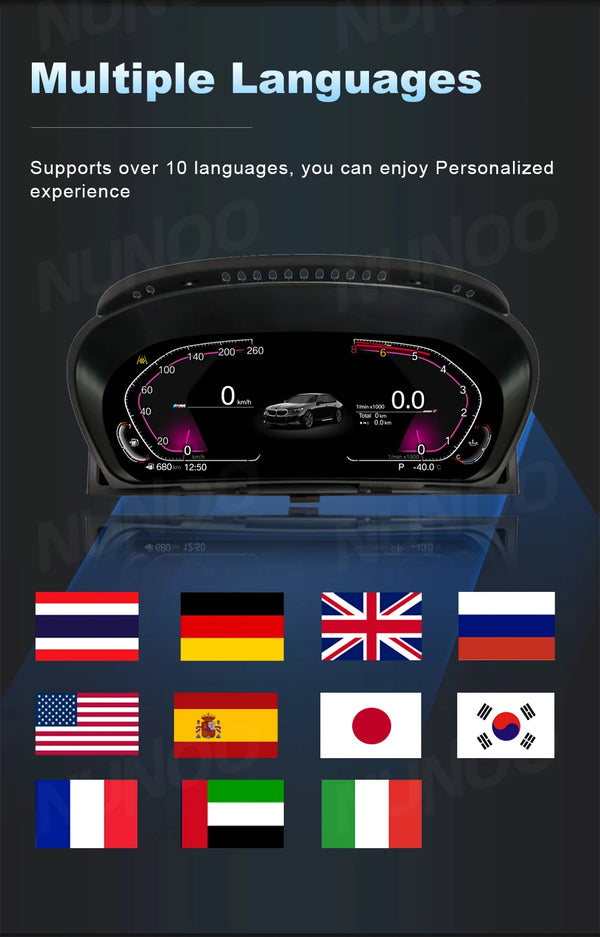 Tableau de bord numérique 2026 pour BMW Séries 1 2 3 4 5 6 7 X1 X2 X3 X4 Compteur de vitesse Panneau d'instruments F10 E90 E6