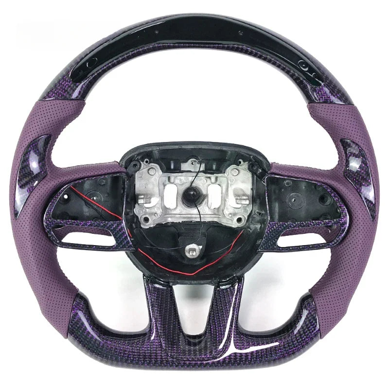 Volant de direction sport en fibre de carbone violette avec affichage LED pour Dodge Challenger et Charger