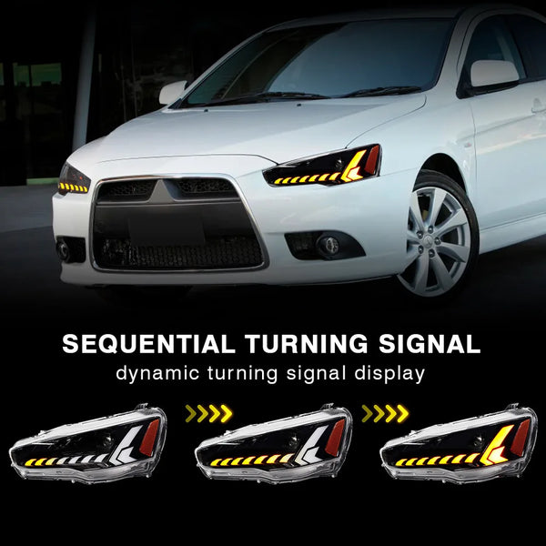 Paire d'assemblage de phares LED pour Mitsubishi Grand Lancer EVO-X 2008-2018, pièces de réglage