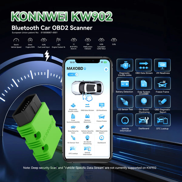 Scanner OBD2 mini KONNWEI KW902 ELM327 Bluetooth — vue 2