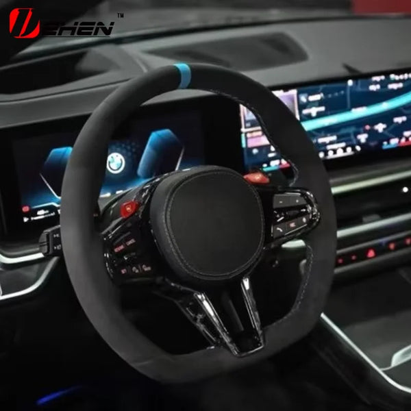 Volant en fibre de carbone CS en cuir noir pour BMW M2 M3 M4 M5 M8 X3M X4M X5M X6M F90 G80 G82 G87 Accessoire de modification