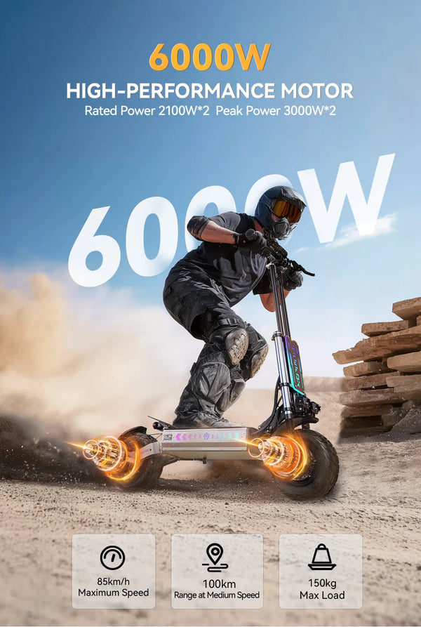 Trottinette électrique APEFOX T90 500W à double moteur, batterie 60V31.2Ah, pneus tout-terrain de 13 pouces, trottinette élec