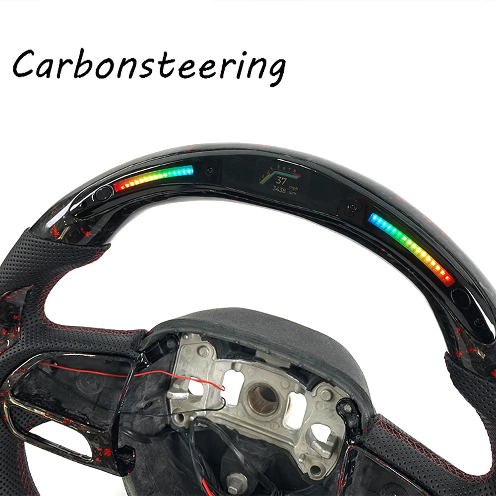 Volant en fibre de carbone forgée pour Dodge Charger et Challenger 2015+ SRT Hellcat Scat Pack, style course
