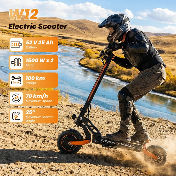 Trottinette électrique IScooter W12 3000W, double moteur, batterie lithium 52V25Ah, compatible avec application, vitesse maxi