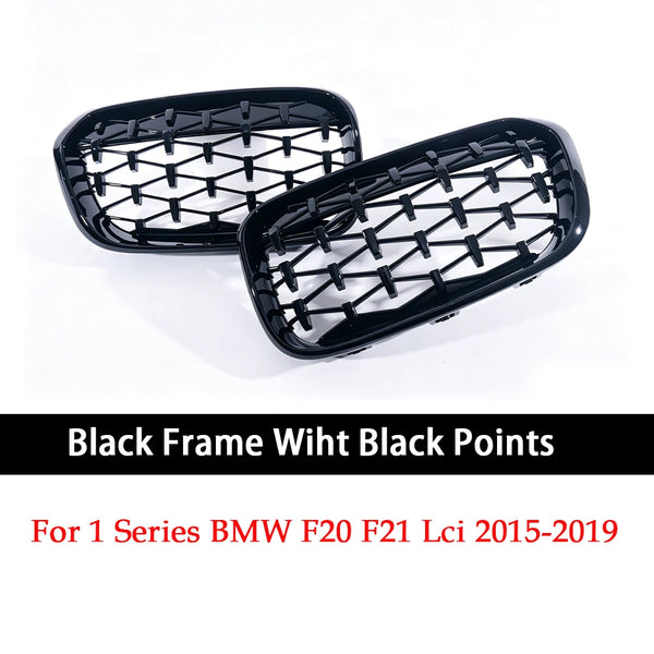 Calandre de calandre double / simple pour BMW Série 1 F20 F21 LCI 2015-2019 Noir brillant Mat Carbone Couleur M Diamant - OUR