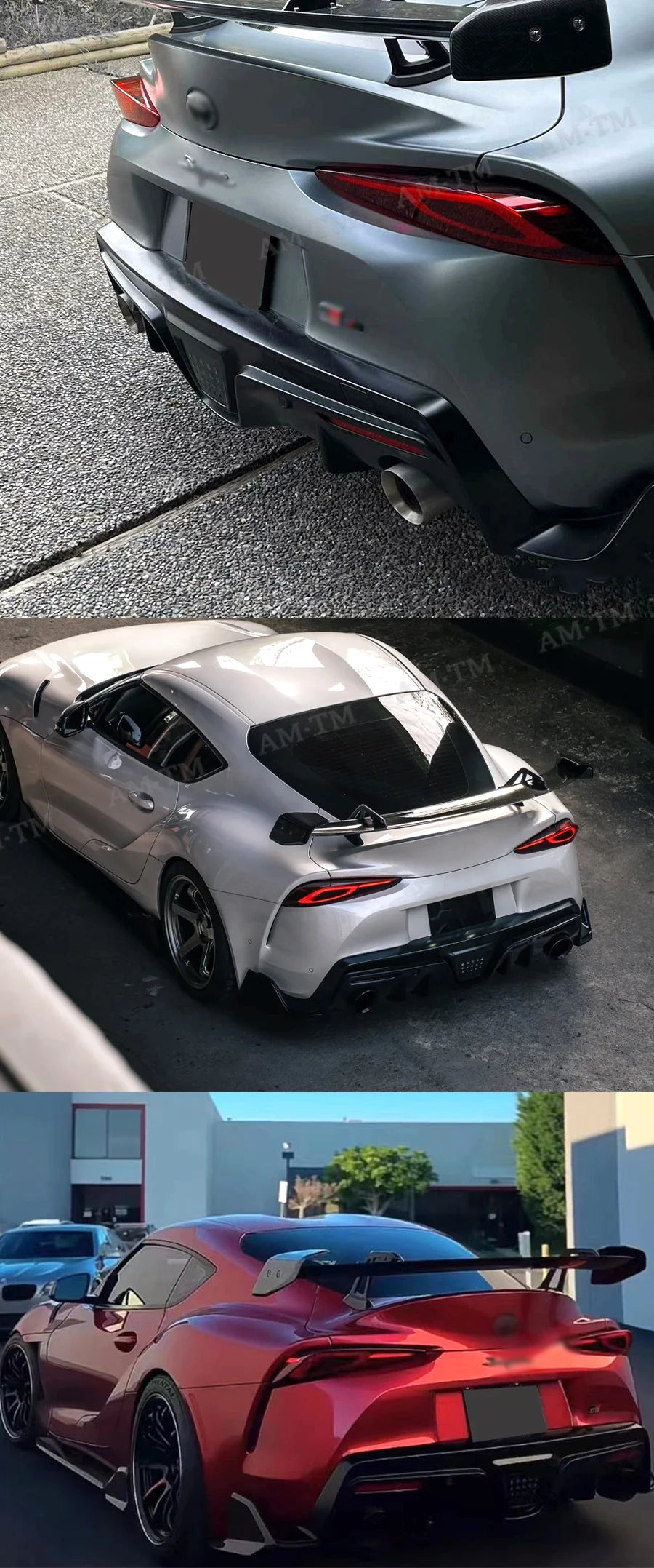 Aileron arrière pour Toyota GR Supra A90 et A91 (MK5) en fibre de carbone, carbone forgé ou FRP, style racing